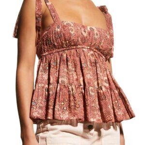 Ulla Johnson Syma Tie Shoulder Tank Top in Rosebud XS $195